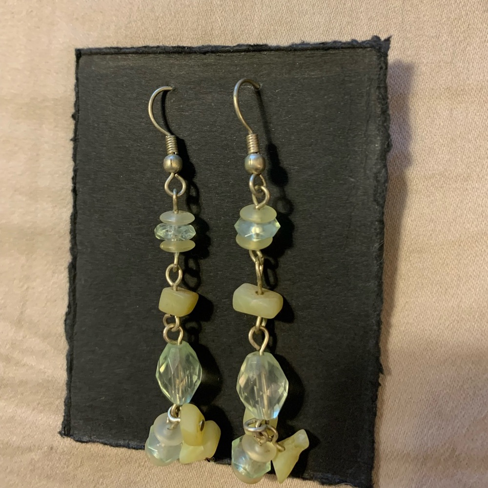Citrine and beaded dangle earrings
